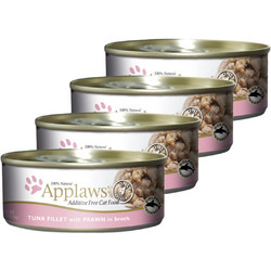 Applaws Adult with Tuna Fillet & Prawn in Broth 4x156gr