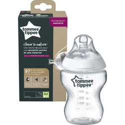 Tommee Tippee Closer To Nature Πλαστικό Μπιμπερό με Θηλή Σιλικόνης κατά των Κολικών 0m+ White 260ml