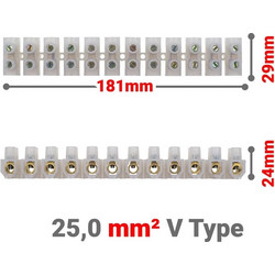 Κλέμμες Σειρά 12 Θέσεων 25mm v Type