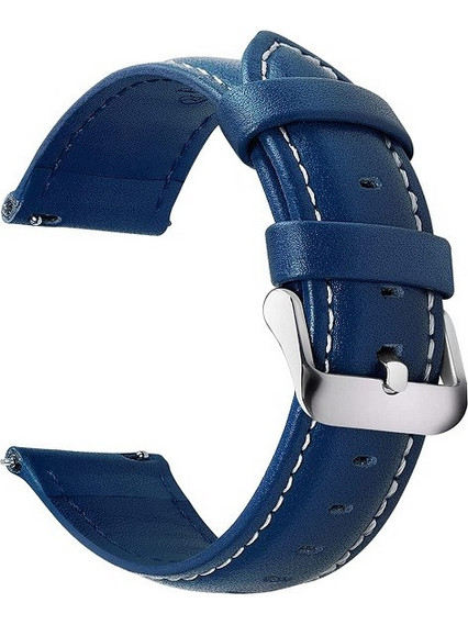 Fullmosa Watch Leather Strap with Stainless Steel Metal Clasp 20mm for Huawei, Samsung watch (Dark Blue)