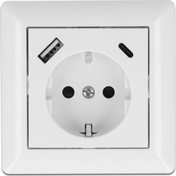 DELOCK πρίζα τοίχου 11489 με θύρες φόρτισης USB & USB Type-C 3.4A, λευκή