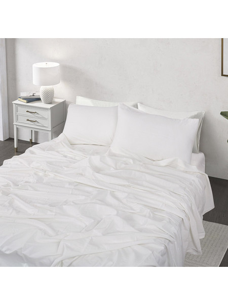 Beauty Home Σετ Σεντόνια Υπέρδιπλα Βαμβακερά 240x280 Hilton Art 11151 Λευκό