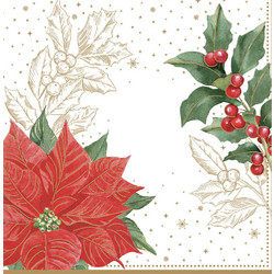 Χαρτοπετσέτες σετ 20 τμχ poinsettia berries 33x33cm Marva 414POBE