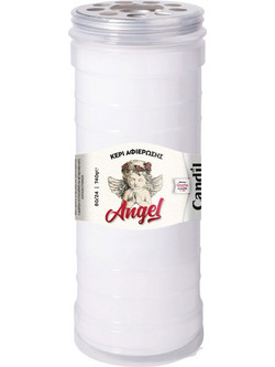 Κερί αφιέρωσης Angel 80Τ 8 ημερών 6x21cm λευκό
