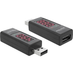 DELOCK αντάπτορας USB 65569 με οθόνη ένδειξης V/A, έως 5V/4A, μαύρος