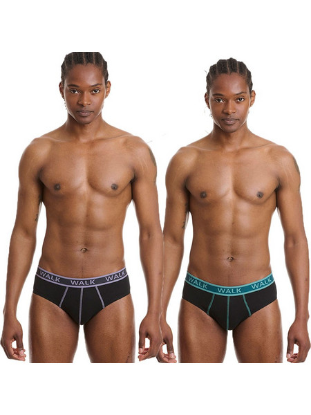 Walk Ανδρικά Σλιπ Βαμβακερά Μαύρα 2Pack W1757-202