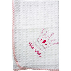 Dimcol Princess 33 Κουβέρτα Κούνιας Πικέ 100x160 Λευκή Ροζ