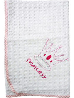 Dimcol Princess 33 Κουβέρτα Κούνιας Πικέ 100x160 Λευκή Ροζ