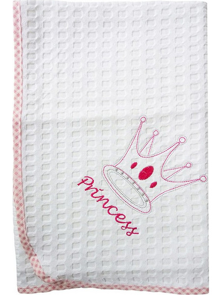 Dimcol Princess 33 Κουβέρτα Κούνιας Πικέ 100x160 Λευκή Ροζ