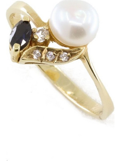 Δαχτυλίδι 14 Κ με μαργαριτάρι, ζαφείρι, zircon, 1323