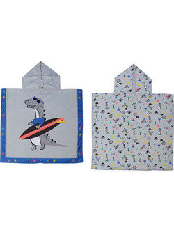 FlapJackKids Dino Παιδικό Πόντσο Θαλάσσης Γκρι 61x61cm