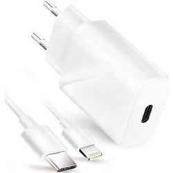 Forcell Φορτιστής με Καλώδιο Lightning με Θύρα USB-C 20W Power Delivery & Quick Charge 4.0 White