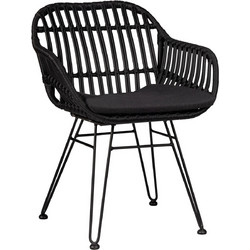 Varossi Malibu Πολυθρόνα Κήπου Rattan Μαύρη 900-239