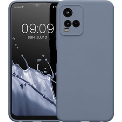 KWmobile Soft Slim Flexible Rubber Cover with Camera Protector - Θήκη Σιλικόνης Vivo Y21 με Πλαίσιο Κάμερας - Blue Grey (57577.12)