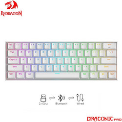 Redragon K530 Draconic Pro Ασύρματο Μηχανικό Gaming Πληκτρολόγιο 60% με Custom Brown Διακόπτες RGB White