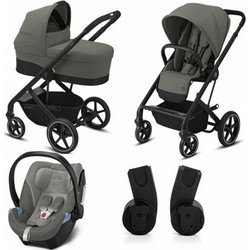 Cybex Gold Balios S Lux Καρότσι Μωρού 3 σε 1 Black Soho Grey & Isofix Base