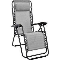 HomeMarkt Relax Companion Ξαπλώστρα Πολυθρόνα Παραλίας Μεταλλική Πτυσσόμενη με Μαξιλάρι Γκρι HM5095.01