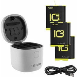 Telesin GP-BTR-906-GY-B Triple Charger with 3 Batteries (Hero 9/10)