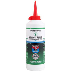 Ξυλόκολλα ταχείας πήξης WOODFIX D3 αδιάβροχη 750gr κρυσταλλιζέ με βάση PVAC, στερεά κατά όγκο 50% υπερκαλύπτει προδιαγραφές D3 EN 204/205, για εσωτερικές και εξωτερικές εφαρμογές / 84000707