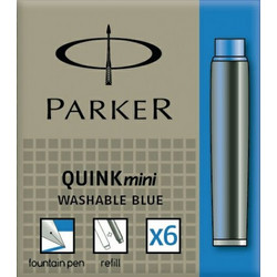 Αμπούλες Parker Quink Ink 6 Τεμάχια Mini Cartridges Washable Blue