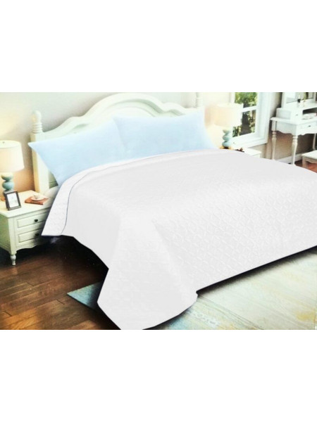 Κουβερλί Μονό Λευκό-Λευκό Microfiber Διπλής Όψης Ρόμβος Γαρύφαλλο 160x240