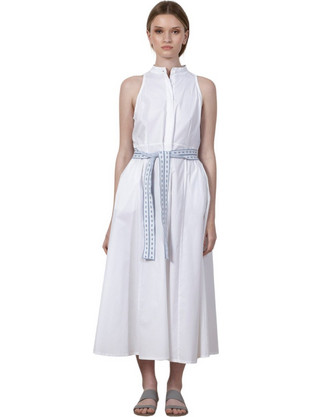 AGGEL Midi Καλοκαιρινό Καθημερινό Φόρεμα Λευκό SS33256KF-75