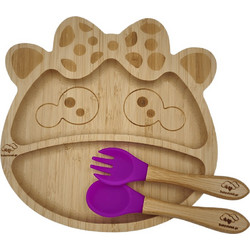 BabyCloud Βρεφικό Σετ Φαγητού Bamboo Giraffe Purple 3τμχ