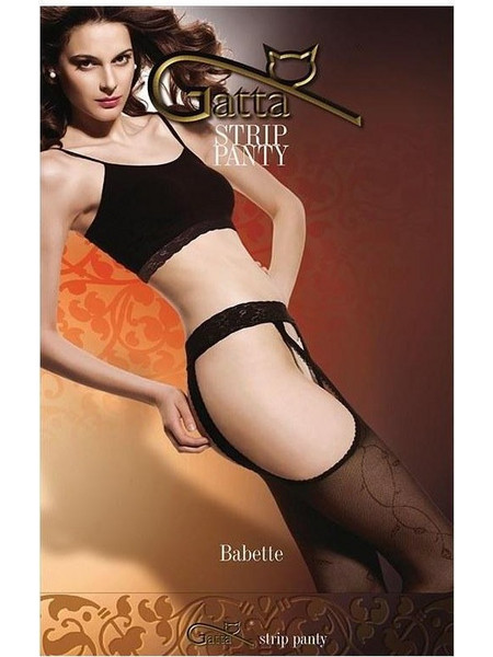 gatta babette01 καλσόν-ζαρτιέρα μαύρο με σχέδιο