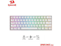Redragon K530 Draconic Pro Ασύρματο Μηχανικό Gaming Πληκτρολόγιο 60% με Custom Brown Διακόπτες RGB White