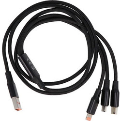 Σετ Καλωδίων Tune TechFlex Braided 3-in-1 USB-A σε Lighting/Micro-USB/USB-C 1m - Black
