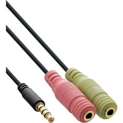 INTOS ELECTRONIC 3,5mm AUDIO Male 4 Pin to 2x 3.5mm Female (speaker+microphone) 1m 99302J