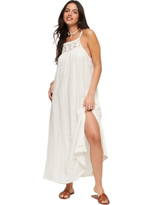 Superdry Midi Καλοκαιρινό Καθημερινό Φόρεμα Μπεζ W8011411A-39E