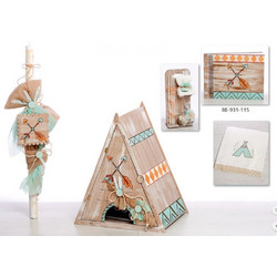 Bellissimo Σετ Βάπτισης με Παιδική Σκηνή για Αγόρι Indians Teepee ΣΚΒ-931