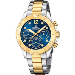 Festina Γυναικείο Ρολόι Χρονογράφος με Ασημί Χρυσό Μεταλλικό Μπρασελέ F20604/3
