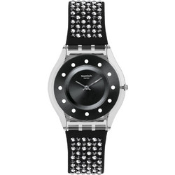 Swatch Lights On Γυναικείο Ρολόι με Μαύρο Υφασμάτινο Λουράκι SFM128
