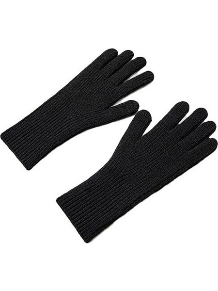 Braided telephone gloves with cut-outs for fingers - black