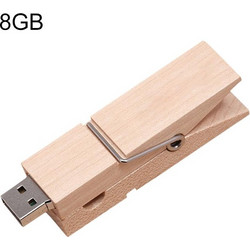 8 GB Wood Clip Style USB Flash Disk (OEM)