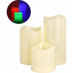 GloboStar(R) 79553 ΣΕΤ 3 Διακοσμητικών Realistic Κεριών με LED - Μπαταρίας & Ασύρματο Χειριστήριο IR Πολύχρωμα RGB Dimmable