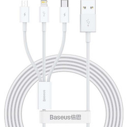 Καλώδιο 3σε1 Baseus Superios Series USB σε Micro USB / USB-C / Lightning, 3.5A 1.5m Λευκό