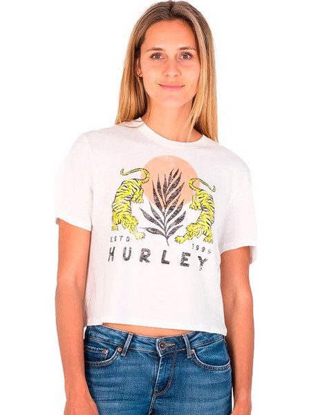 Hurley Γυναικεία κοντομάνικη μπλούζα Le Tigre Cropped Crew Short Sleeve T-Shirt MARSH