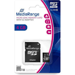 Mediarange MR956 microSDHC 4GB Class 10 + Adapter