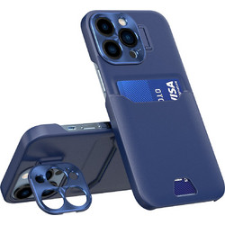 Leather Stand Case for Samsung Galaxy S23 Ultra cover card wallet with stand blue