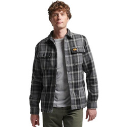 Superdry Ανδρικό Πουκάμισο Βαμβακερό Καρό Μακρυμάνικο Κανονική Γραμμή Overshirt Γκρι M4010720A-9YY
