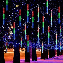 Χριστουγεννιάτικη LED Βροχή Μετεωριτών 8τμχ x 50cm Πολύχρωμος RGB Φωτισμός - Σταγόνες Σταλακτίτες - Christmas fallnig rain