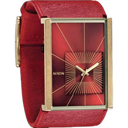 Nixon Motif Γυναικείο Ρολόι με Κόκκινο Δερμάτινο Λουράκι
