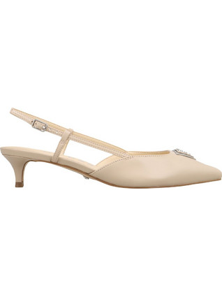 Guess Jesson Γόβες Slingback Δερμάτινες με Λεπτό Χαμηλό Τακούνι Μπεζ FLPJESLEA05