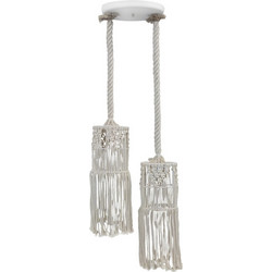 Heronia Lighting Κρεμαστό Φωτιστικό Οροφής με Σχοινί Δίφωτο Λευκό MAC-01PENDEL 31-1061