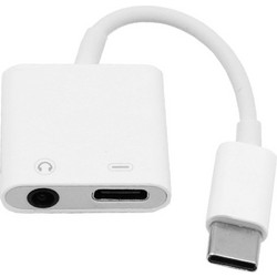 Αντάπτορας Ακουστικών Type C σε Jack 3.5mm με Παράλληλη Φόρτιση Type-C Treqa CA-1063 Λευκό