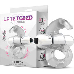 LateToBed Horizon Vibrating Penis Ring Ελαστικό Δαχτυλίδι Πέους Σιλικόνης με Δόνηση Διαφανές