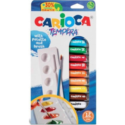 ΤΕΜΠΕΡΕΣ CARIOCA 10ml ΠΑΛΕΤΑ+ΠΙΝΕΛΟ 40012 12ΤΕΜ. 133012010